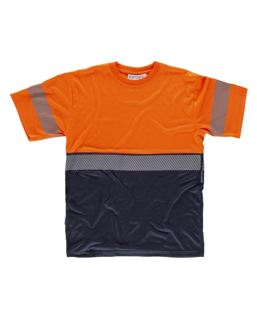 C6030. Camiseta Combinada Alta Visibilidad,  Manga Corta. 100% Poliéster